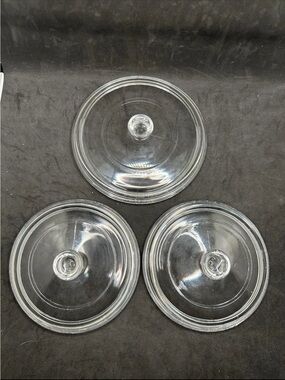 Vintage PYREX Clear Glass Casserole Lids Lot of 3 (2x 5.5” 1x 6.5”) Replacement